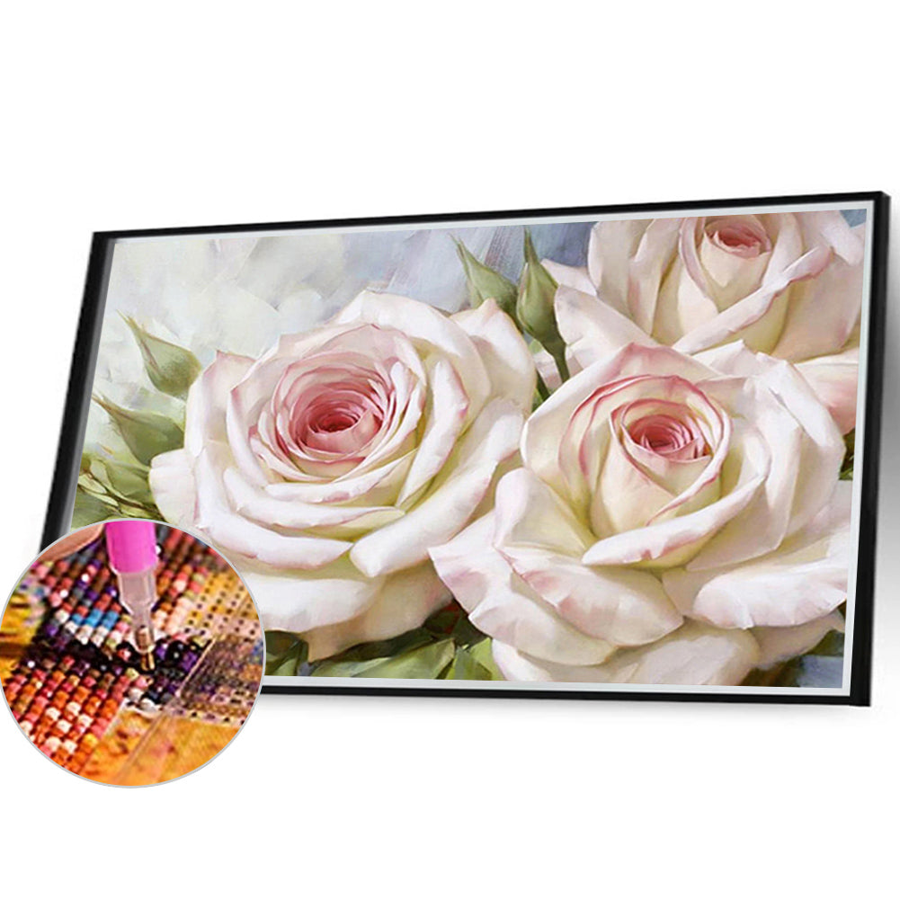 White Rose - Full Round Drill Diamond Painting 35*25CM