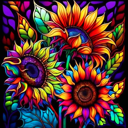 Colorful Sunflower - Full Round Drill Diamond Painting 30*30CM