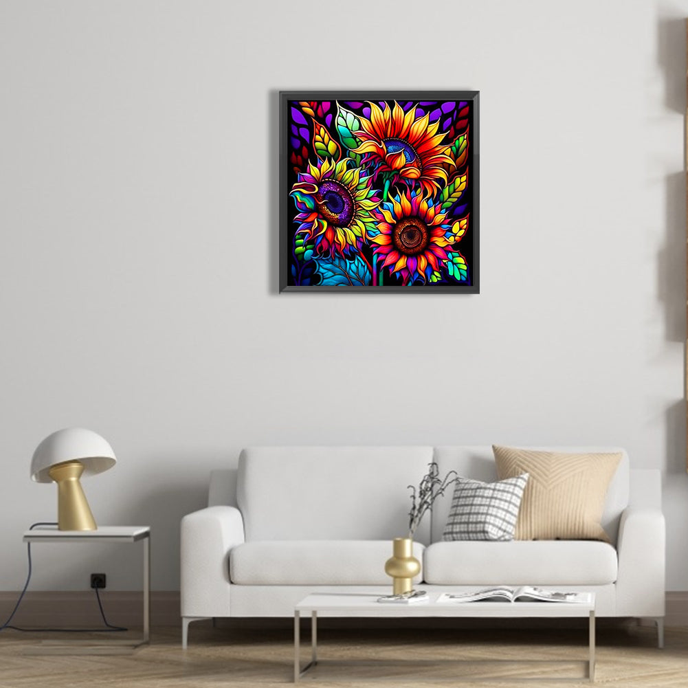 Colorful Sunflower - Full Round Drill Diamond Painting 30*30CM