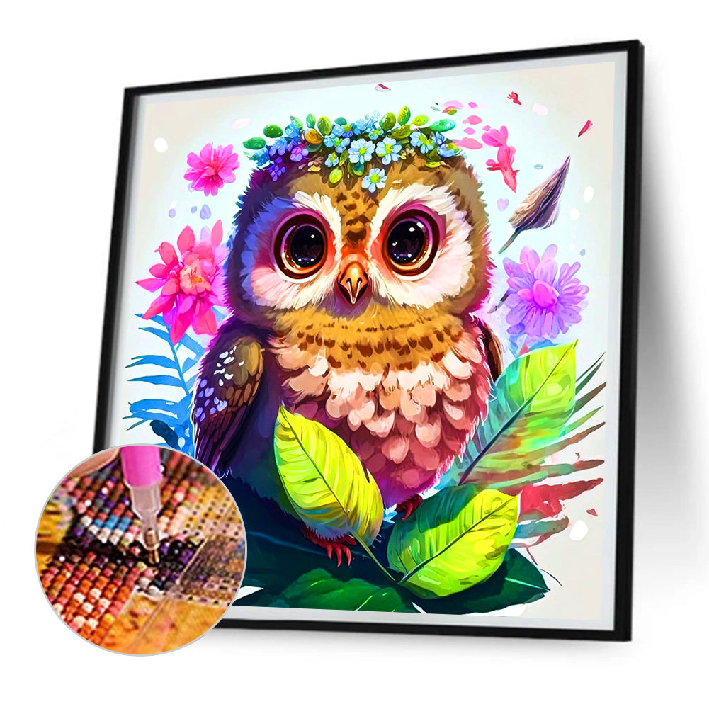 Owl - Full Round Drill Diamond Painting 30*30CM
