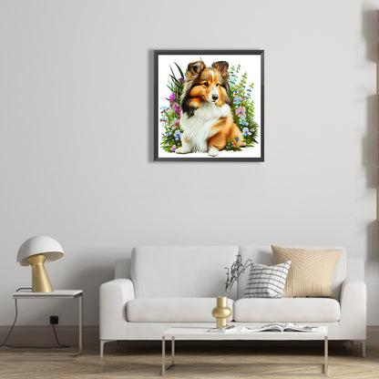 Dog In The Grass - Full Round Drill Diamond Painting 30*30CM