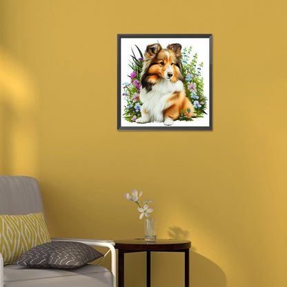 Dog In The Grass - Full Round Drill Diamond Painting 30*30CM