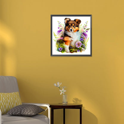 Dog In The Grass - Full Round Drill Diamond Painting 30*30CM