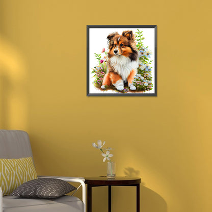 Dog In The Grass - Full Round Drill Diamond Painting 30*30CM