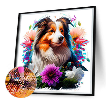 Dog In The Grass - Full Round Drill Diamond Painting 30*30CM