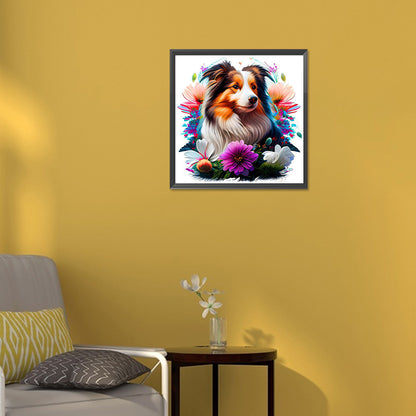 Dog In The Grass - Full Round Drill Diamond Painting 30*30CM