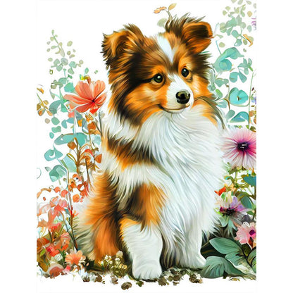 Dog In The Grass - Full Round Drill Diamond Painting 30*40CM