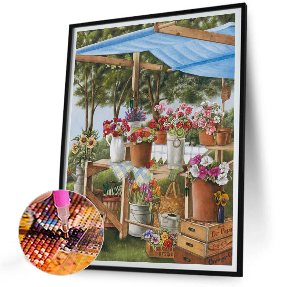 Flower Shop - Full Round Drill Diamond Painting 30*40CM