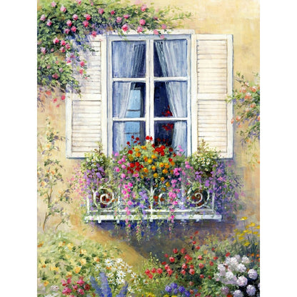 Windowsill Flowers - Full Round Drill Diamond Painting 30*40CM