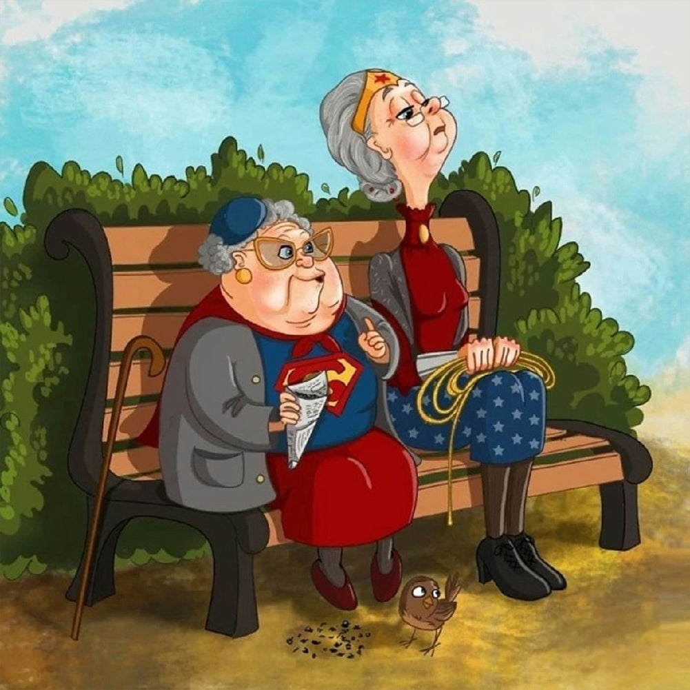 Old Lady On A Park Chair - Full Round Drill Diamond Painting 30*30CM