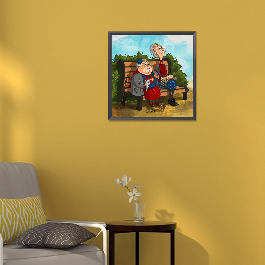 Old Lady On A Park Chair - Full Round Drill Diamond Painting 30*30CM