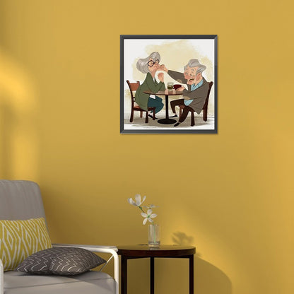 Warm And Affectionate Old Couple - Full Round Drill Diamond Painting 30*30CM