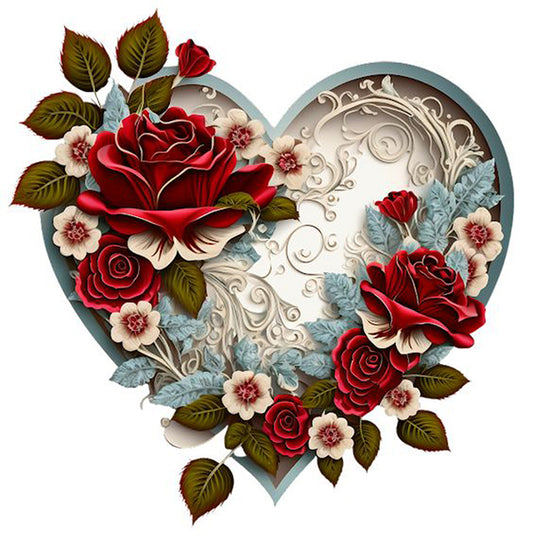 Love Flower Frame - Full Round Drill Diamond Painting 40*40CM