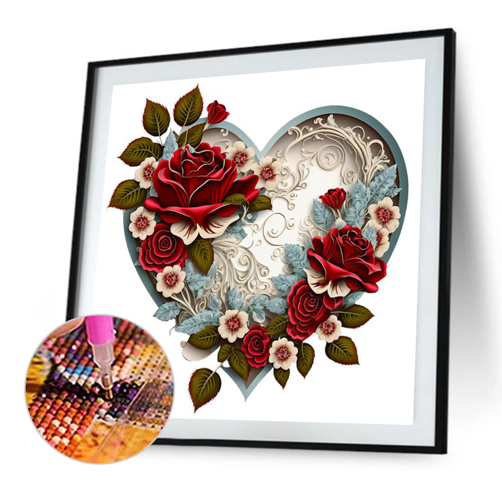 Love Flower Frame - Full Round Drill Diamond Painting 40*40CM