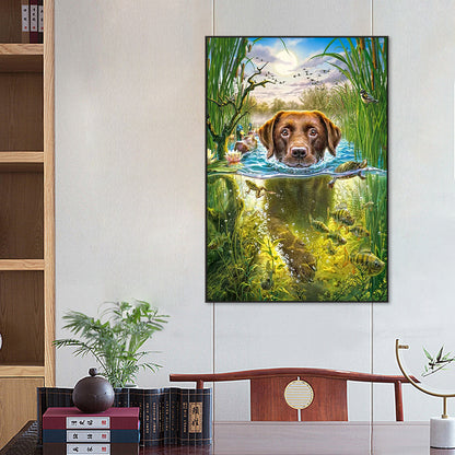 Swimming Dog - Full Round Drill Diamond Painting 50*65CM