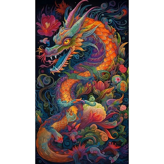 Flower Dragon - Full Round Drill Diamond Painting 40*70CM