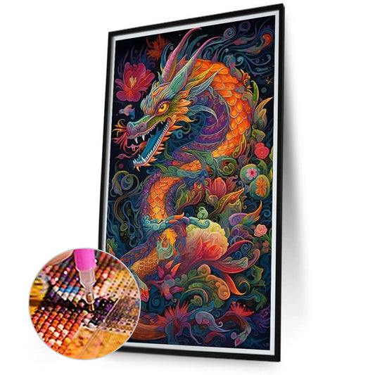 Flower Dragon - Full Round Drill Diamond Painting 40*70CM