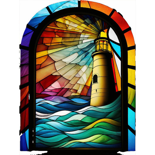 Lighthouse Glass Painting - Full Round Drill Diamond Painting 30*40CM