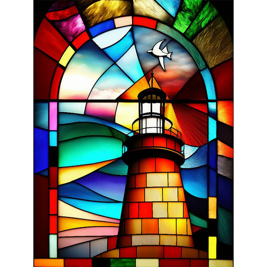 Lighthouse Glass Painting - Full Round Drill Diamond Painting 30*40CM