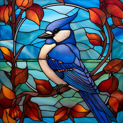 Blue Tit Glass Painting - Full Round Drill Diamond Painting 30*30CM