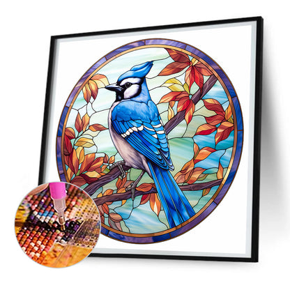 Blue Tit Glass Painting - Full Round Drill Diamond Painting 30*30CM