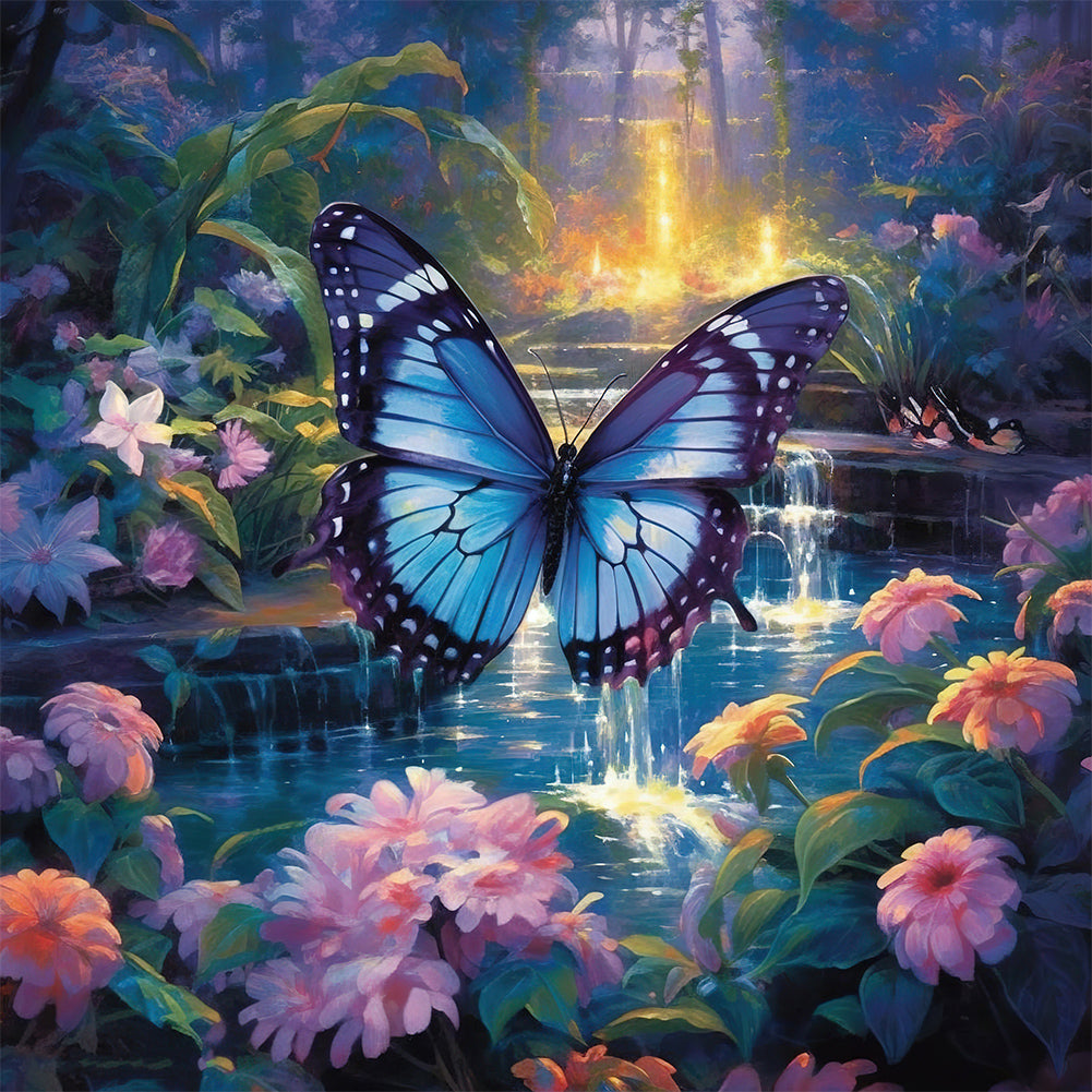 Garden Butterfly - Full Round Drill Diamond Painting 30*30CM