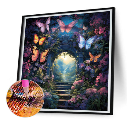 Garden Butterfly - Full Round Drill Diamond Painting 30*30CM