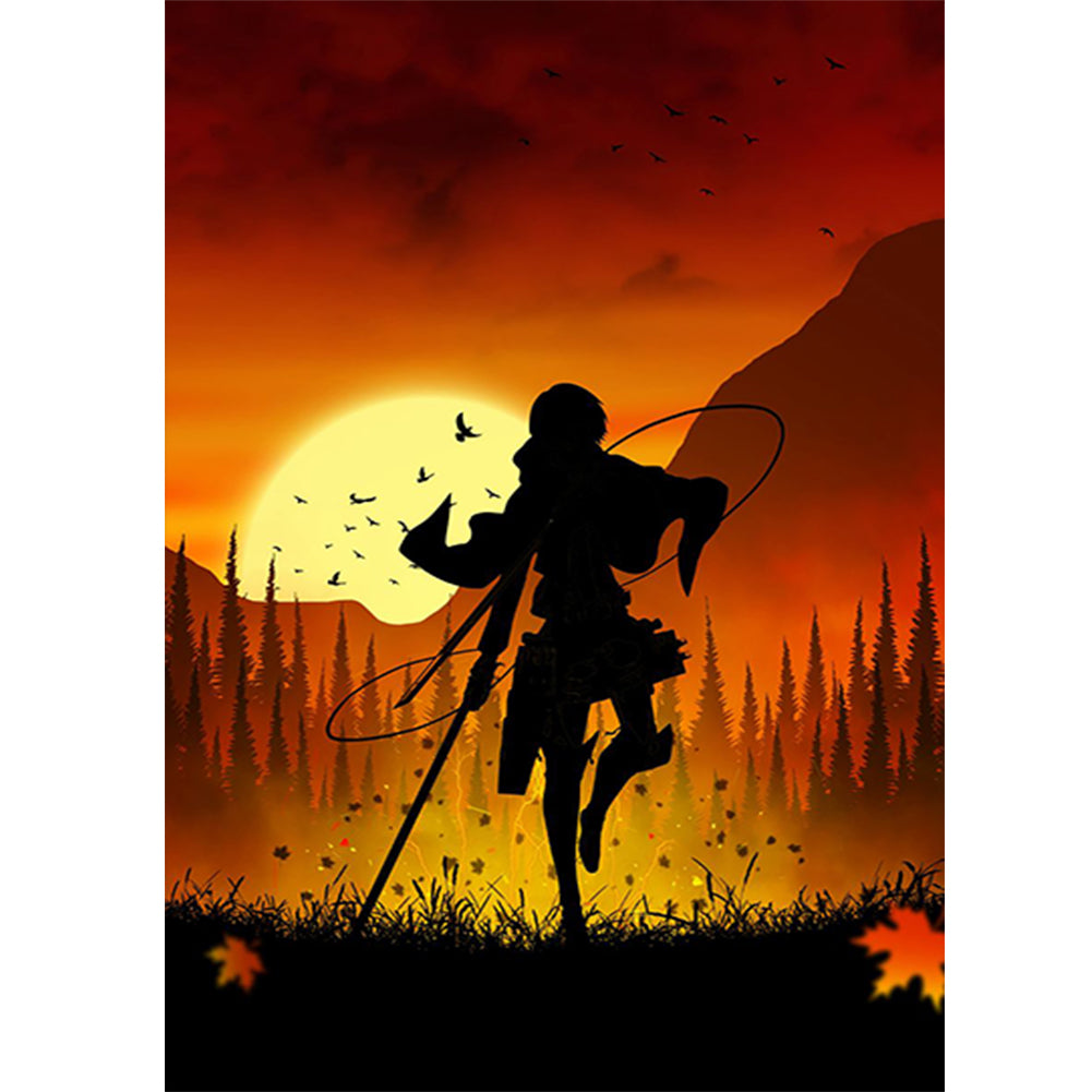 Attack On Titan Silhouette - Full Round Drill Diamond Painting 35*50CM