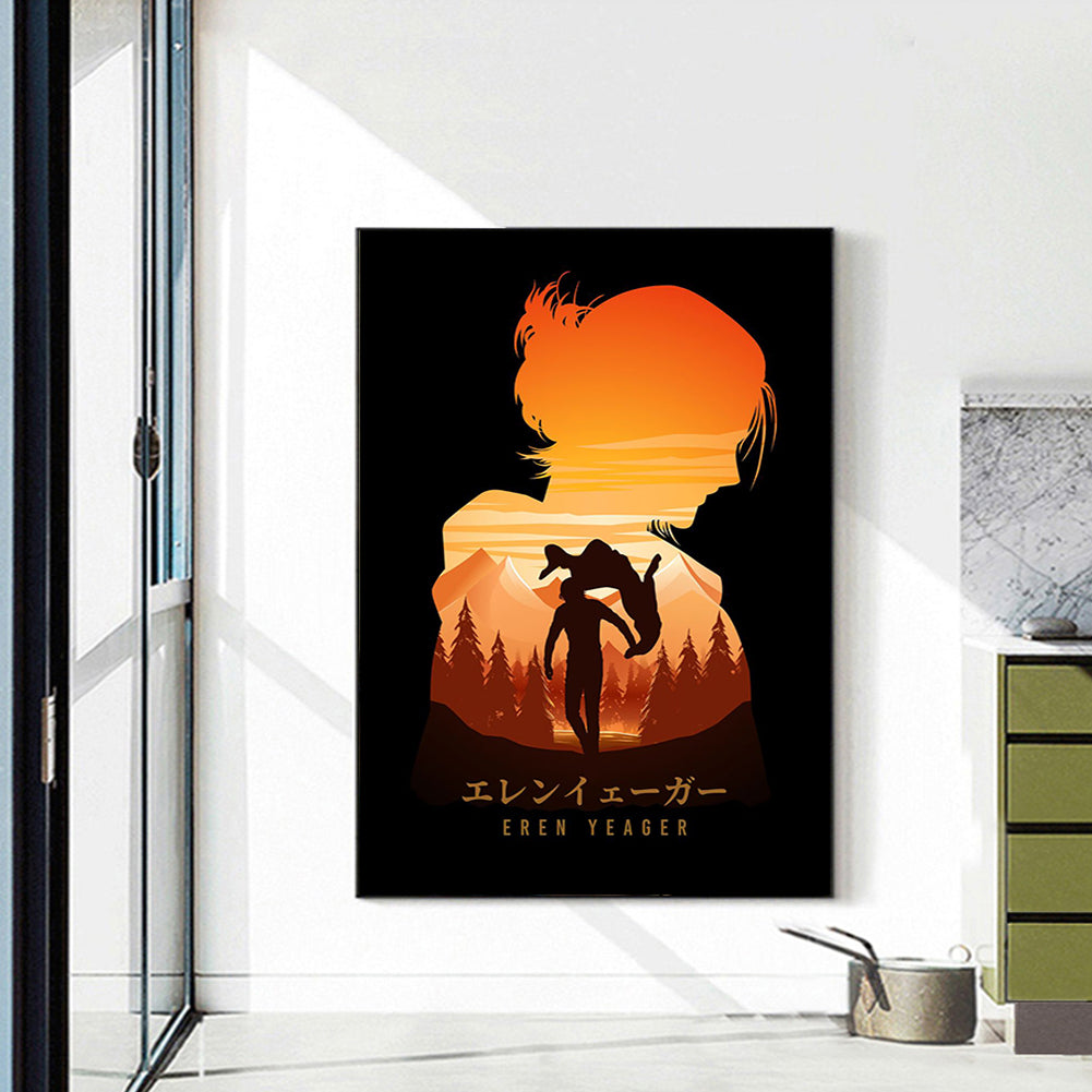 Attack On Titan Silhouette - Full Round Drill Diamond Painting 35*50CM