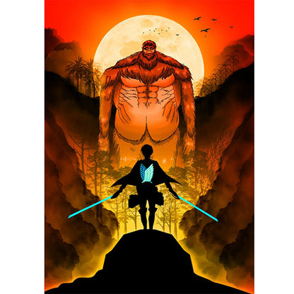 Attack On Titan Silhouette - Full Round Drill Diamond Painting 35*50CM