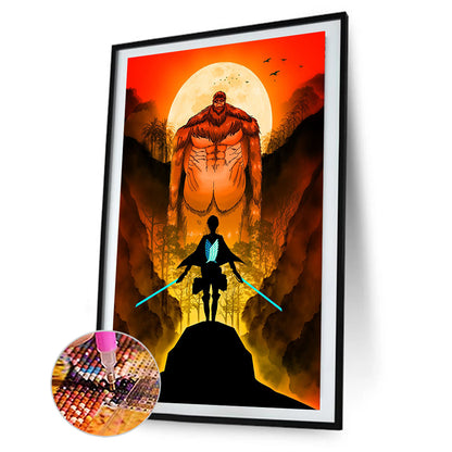 Attack On Titan Silhouette - Full Round Drill Diamond Painting 35*50CM