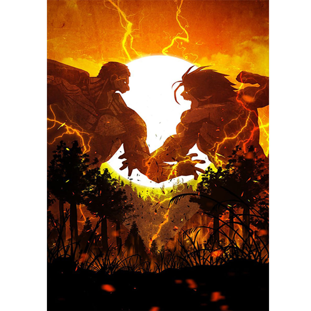 Attack On Titan Silhouette - Full Round Drill Diamond Painting 35*50CM