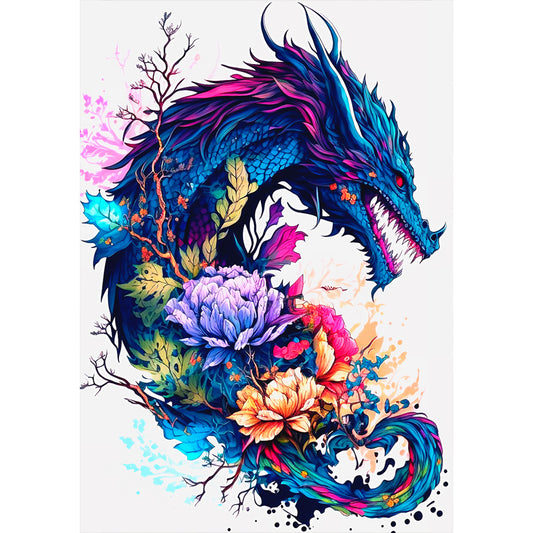 Blue Forehead Dragon - Full Round Drill Diamond Painting 35*50CM