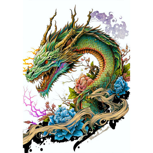 Green Forehead Dragon - Full Round Drill Diamond Painting 35*50CM