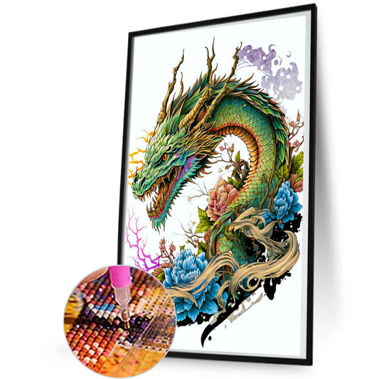 Green Forehead Dragon - Full Round Drill Diamond Painting 35*50CM