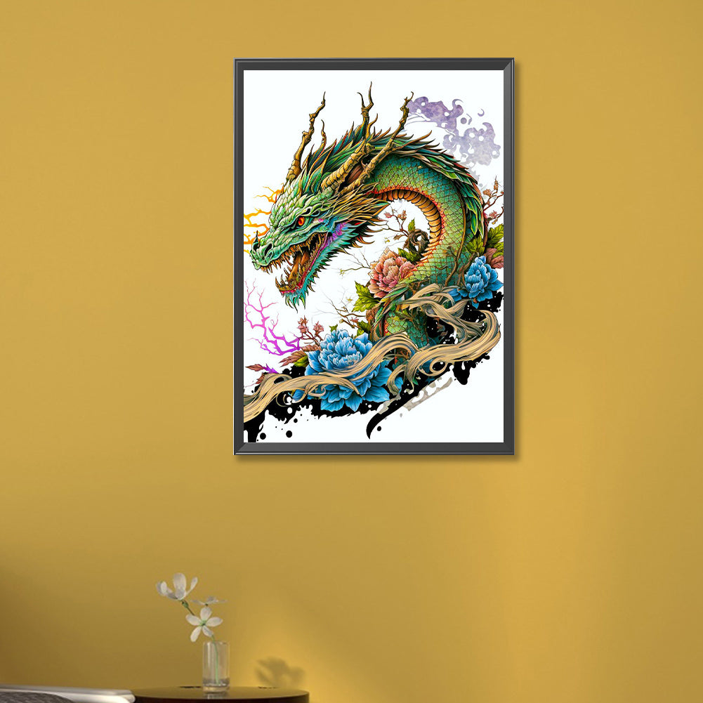 Green Forehead Dragon - Full Round Drill Diamond Painting 35*50CM
