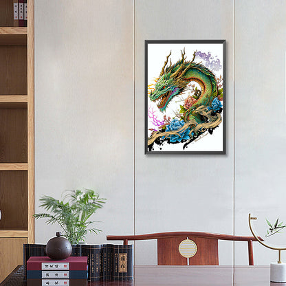 Green Forehead Dragon - Full Round Drill Diamond Painting 35*50CM