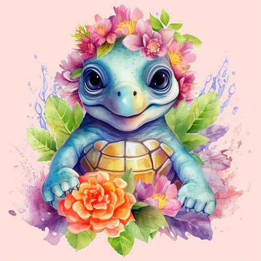 Cool Turtle And Flower - Full Round Drill Diamond Painting 30*30CM