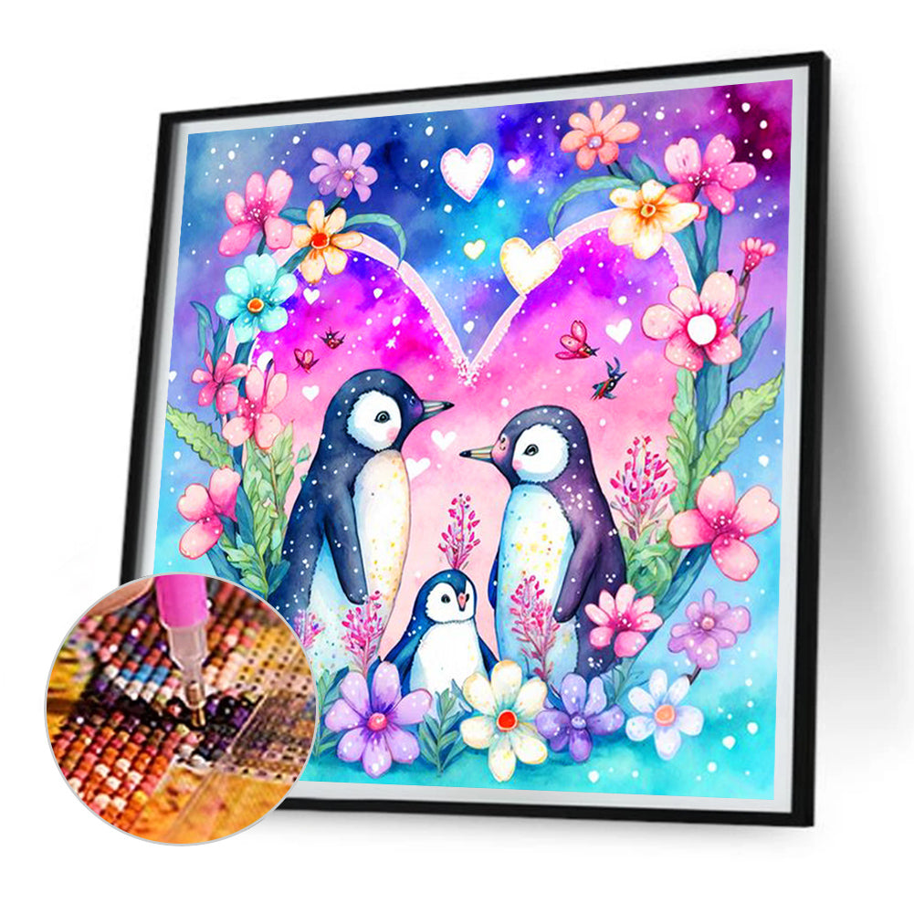 Penguin Family - Full Round Drill Diamond Painting 30*30CM