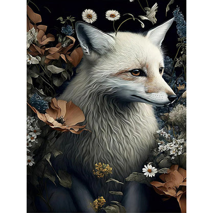 Flower Fox - Full Round Drill Diamond Painting 30*40CM