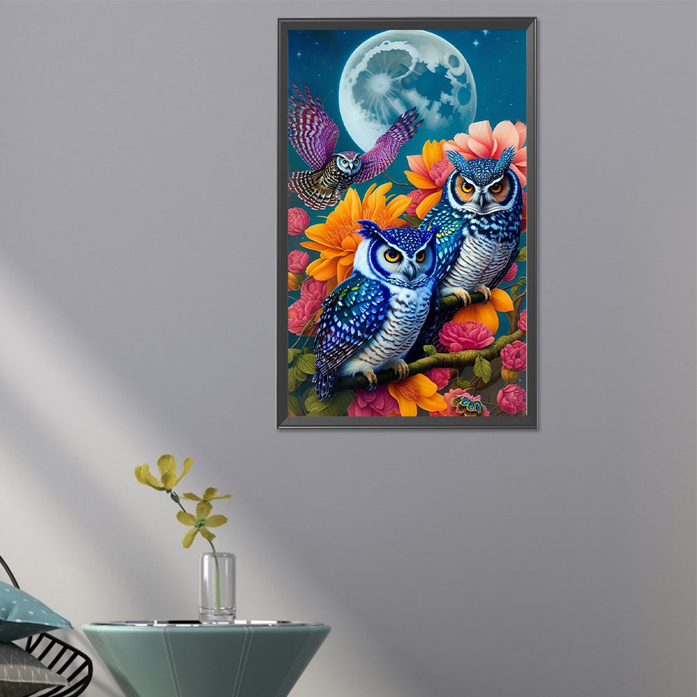 Owl Stare - Full Round Drill Diamond Painting 40*65CM