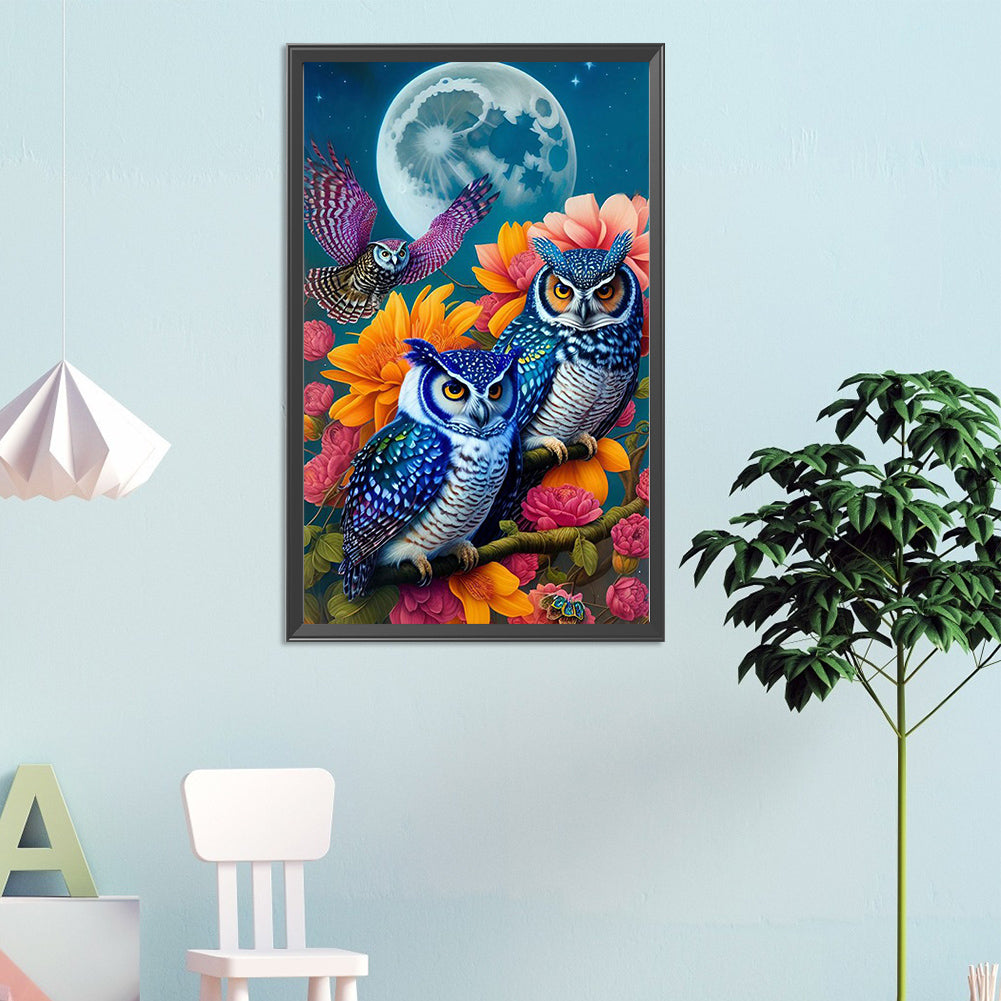 Owl Stare - Full Round Drill Diamond Painting 40*65CM