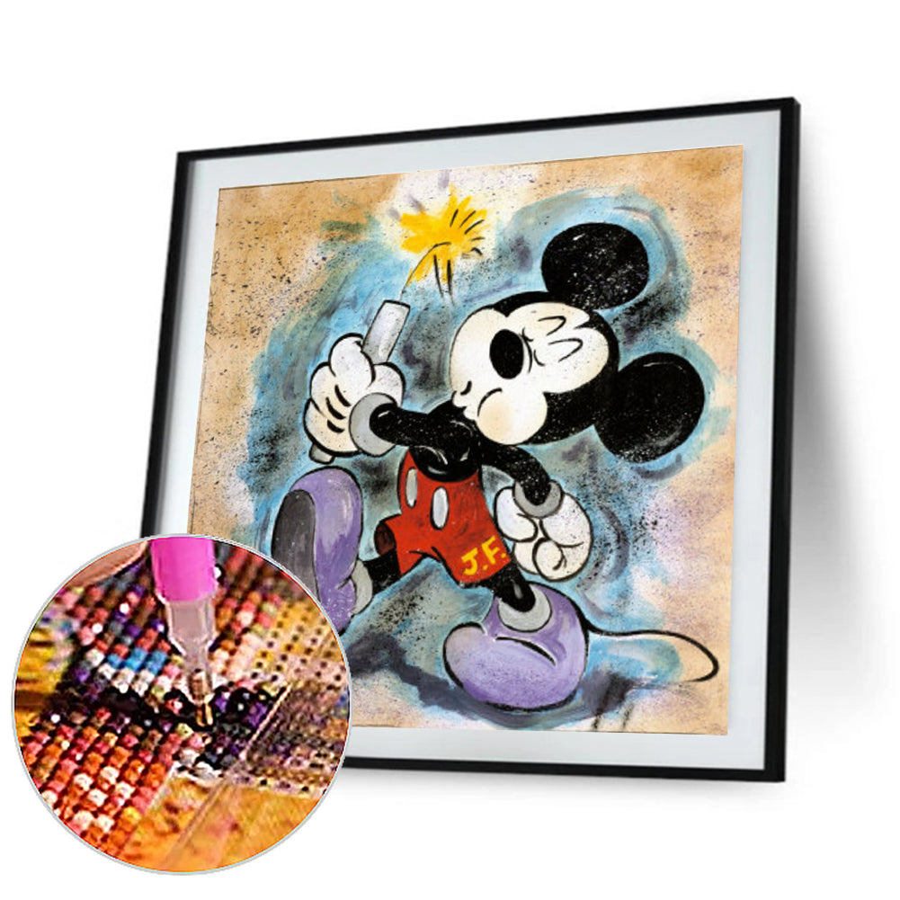 Mickey With Fireworks - Full Round Drill Diamond Painting 40*40CM