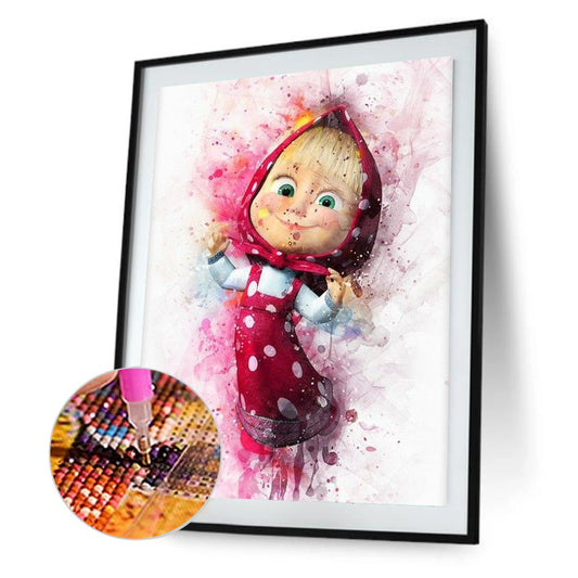 Masha And The Bear Watercolor Ink Painting - Full Round Drill Diamond Painting 30*40CM