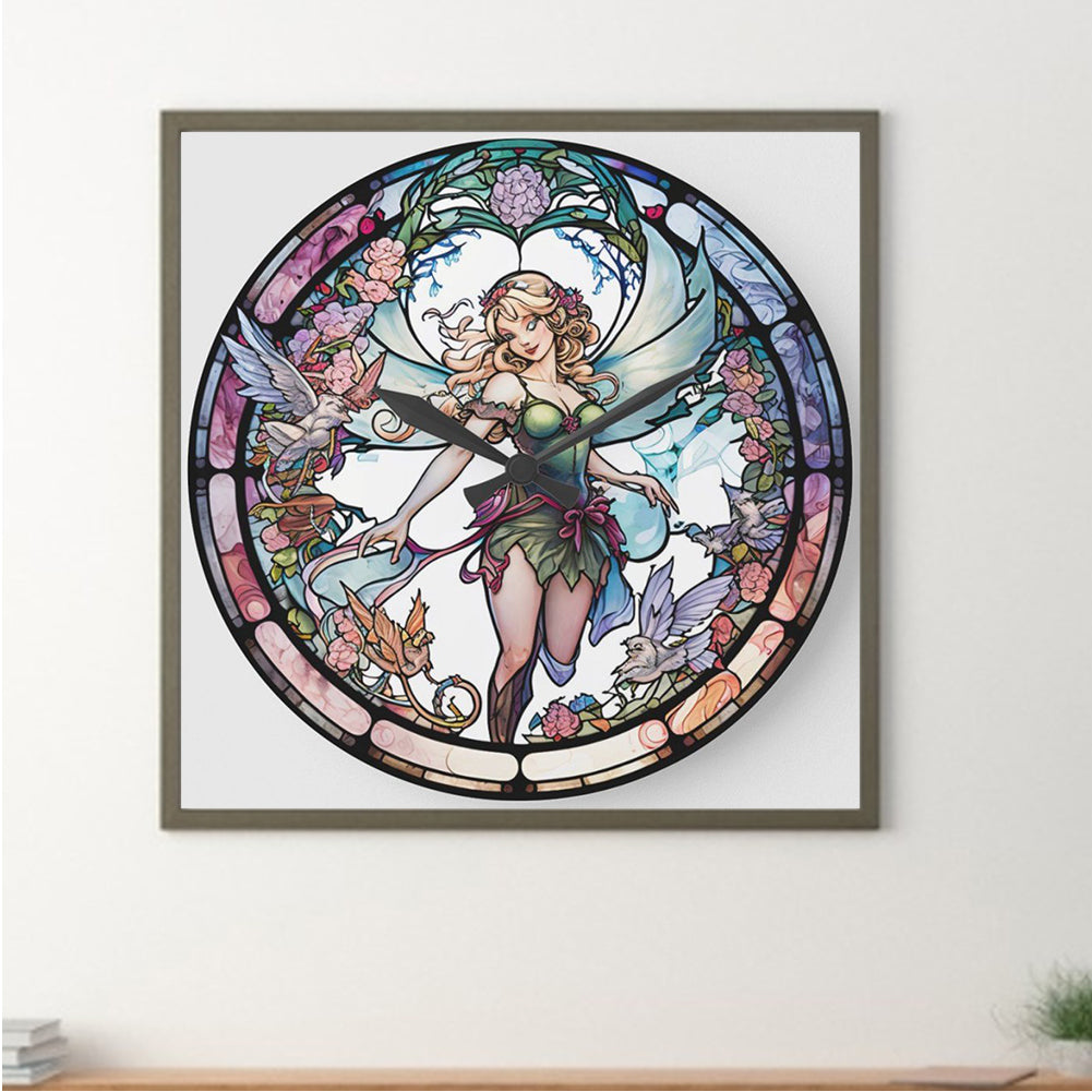 Angel Clock Glass Painting - Full Round Drill Diamond Painting 30*30CM