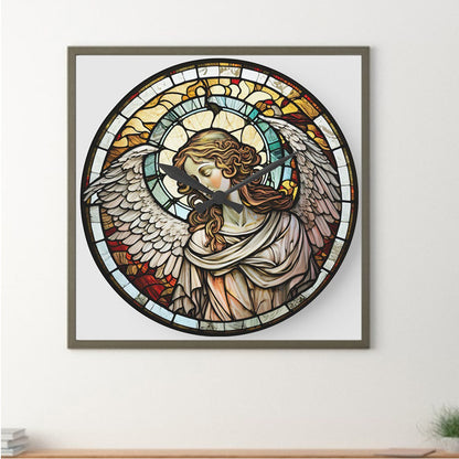 Clock Glass Painting Of Our Lady Of Angels - Full Round Drill Diamond Painting 30*30CM