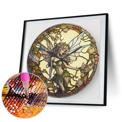 Fairy Clock Glass Painting - Full Round Drill Diamond Painting 30*30CM