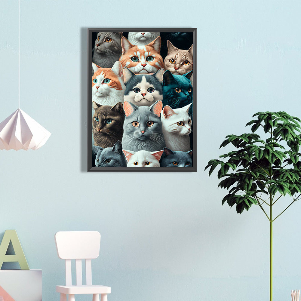 Arrange Cats - Full Round Drill Diamond Painting 40*60CM