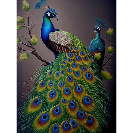 Peacock - Full Round Drill Diamond Painting 30*40CM