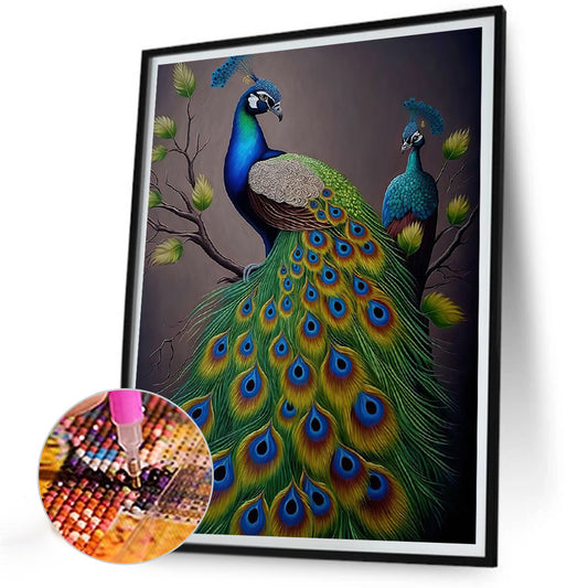 Peacock - Full Round Drill Diamond Painting 30*40CM